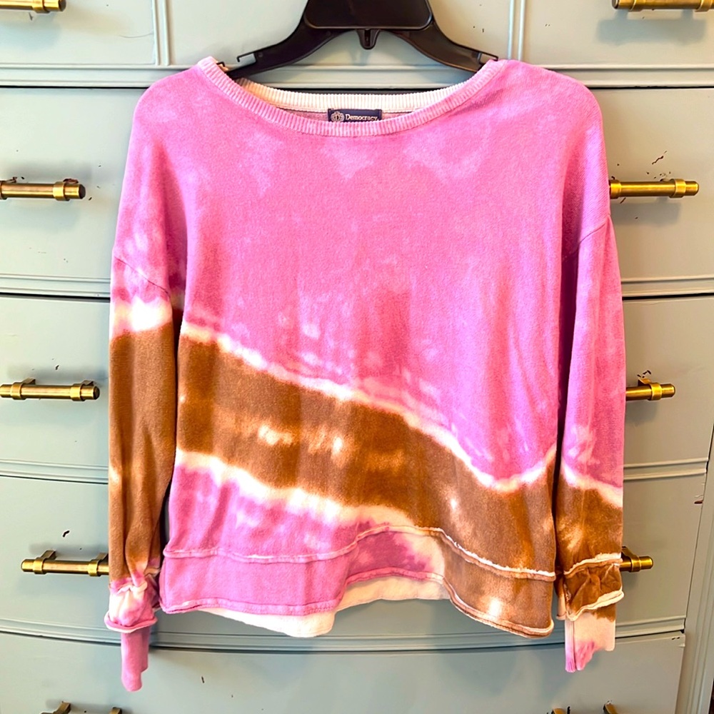 Democracy Tie Dye Distressed Sweater Sz S
